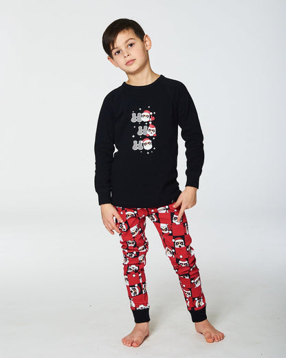 Organic Cotton Two Piece Pajama Set Red Printed Santa-2
