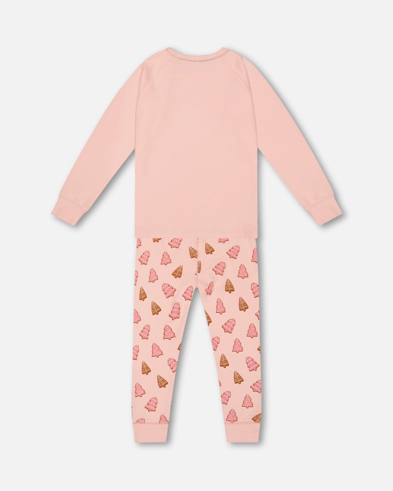 Organic Cotton Two Piece Pajama Set Pink Christmas Cookies-3