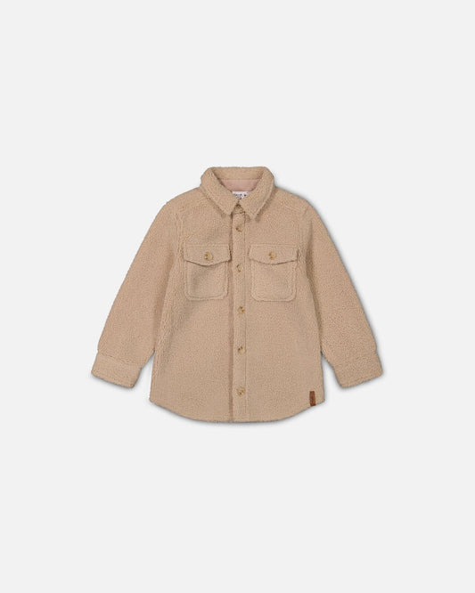 Sherpa Overshirt With Pocket Beige-0