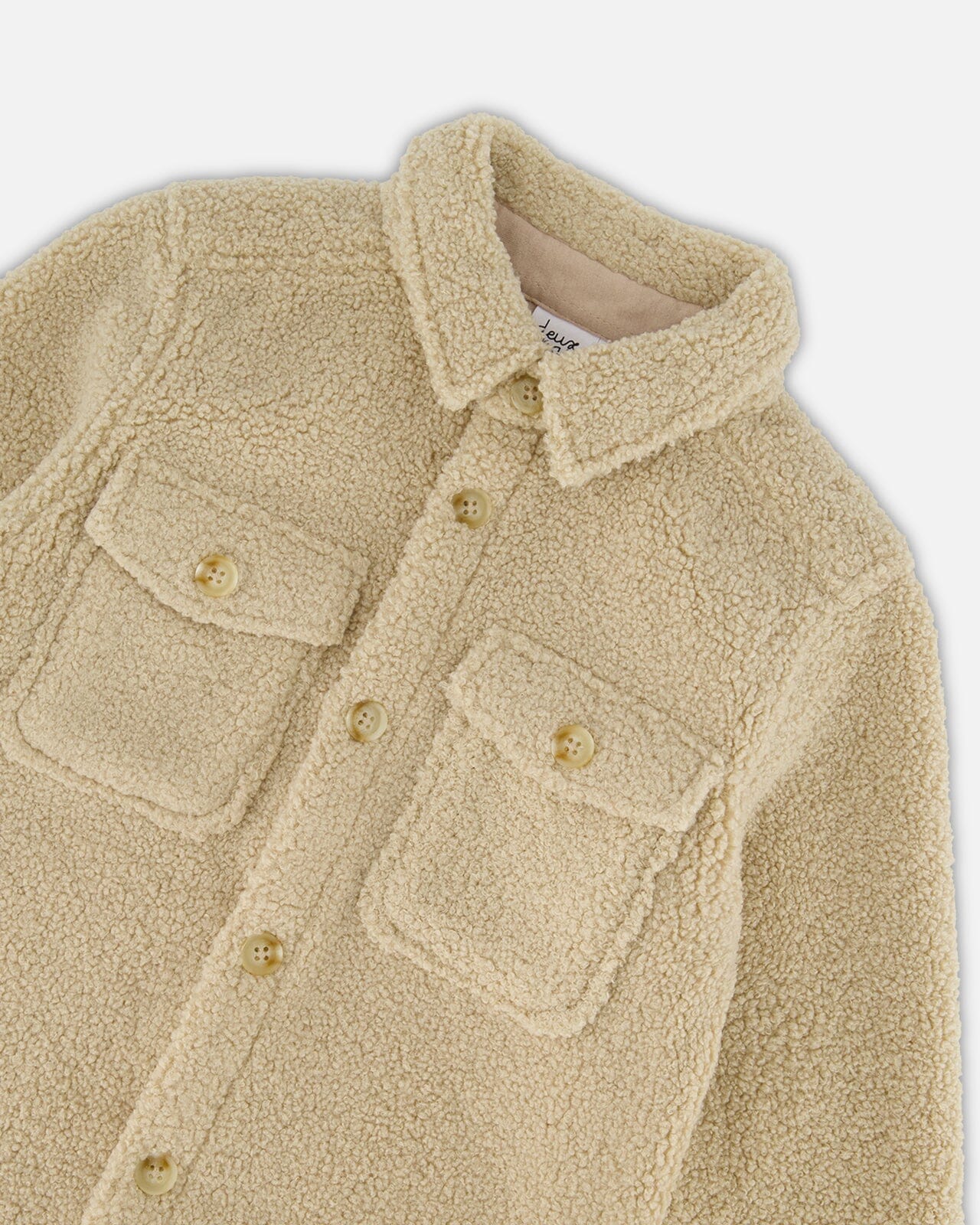 Sherpa Overshirt With Pocket Beige-3