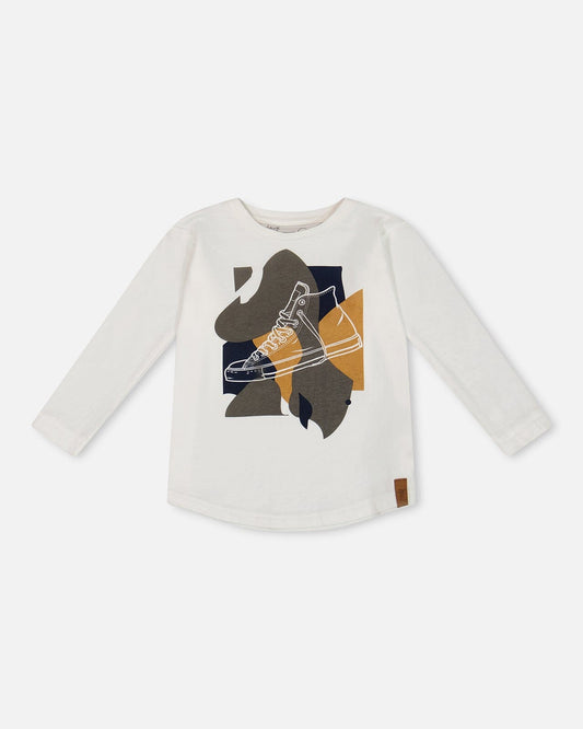 Long Sleeve T-Shirt With Print Off White-0