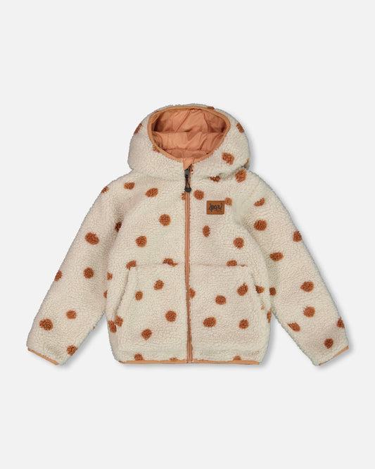 Reversible Sherpa Jacket Pinky Brown With Dots-0
