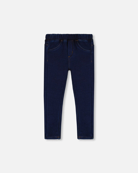 Plush Lined Dark Blue Denim Jeggings-0