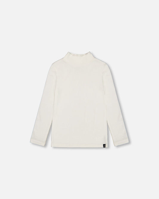 Super Soft Brushed Mock Neck Top Off White-0