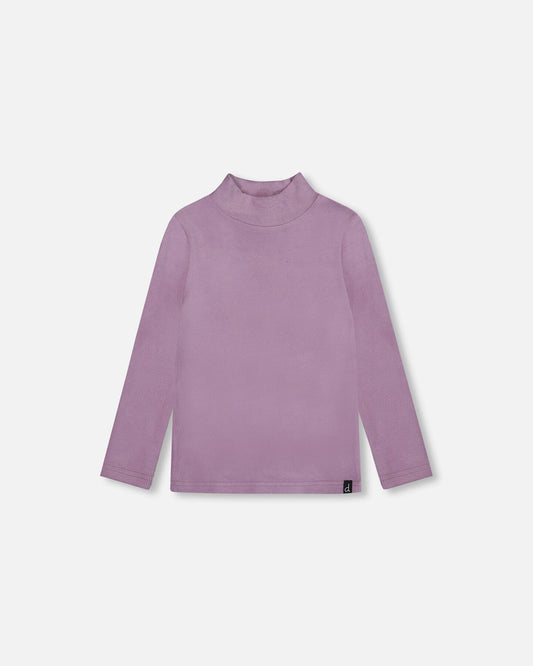 Super Soft Brushed Mock Neck Top Lilac-0