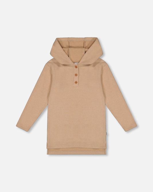 Hooded Rib Tunic Beige-0