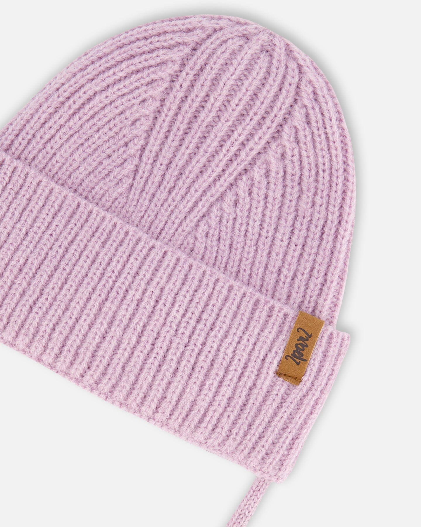 Mid-Season Knit Hat With Strings Lilac-2
