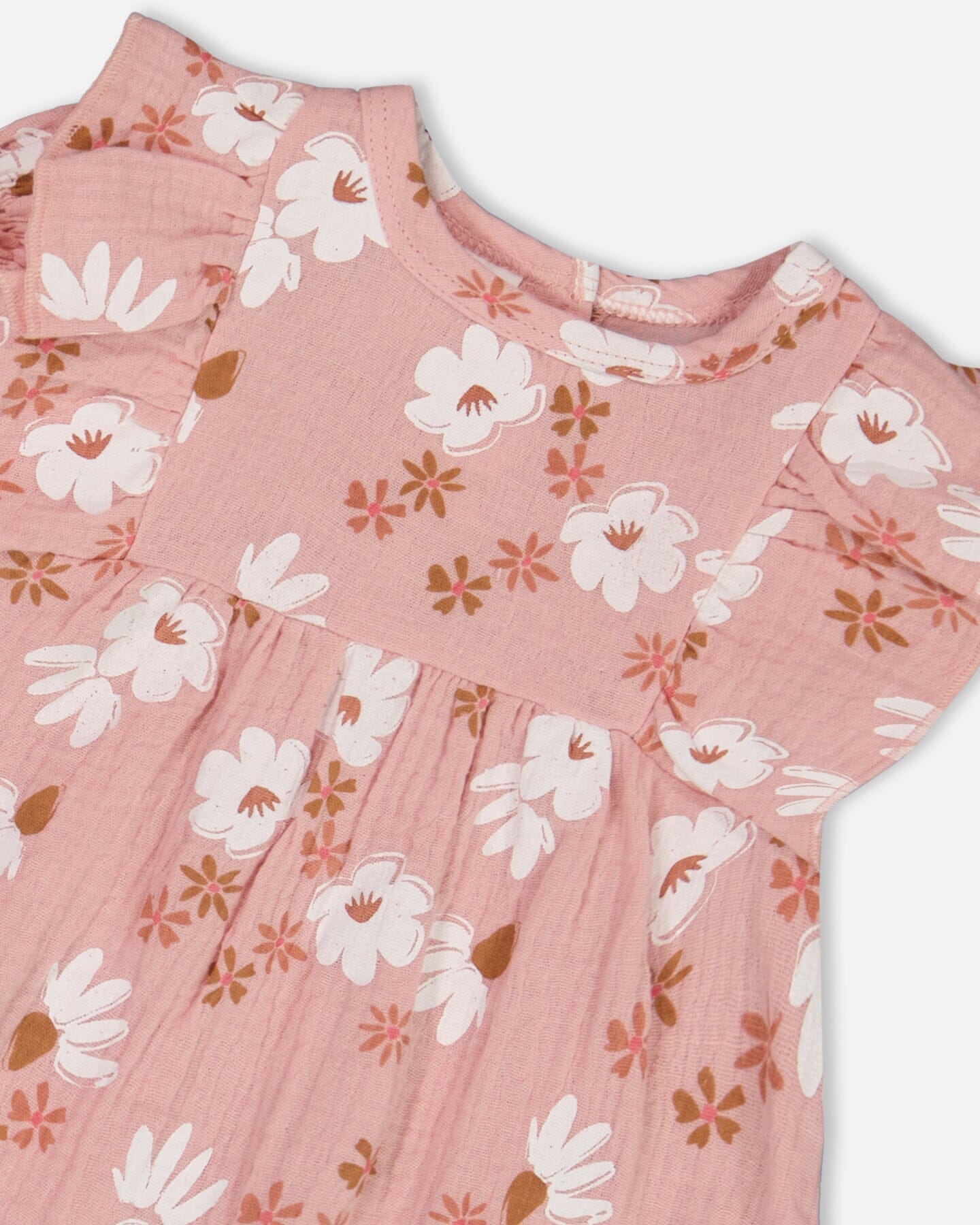 Printed Muslin Dress And Bloomer Set Pink And White Flowers-2