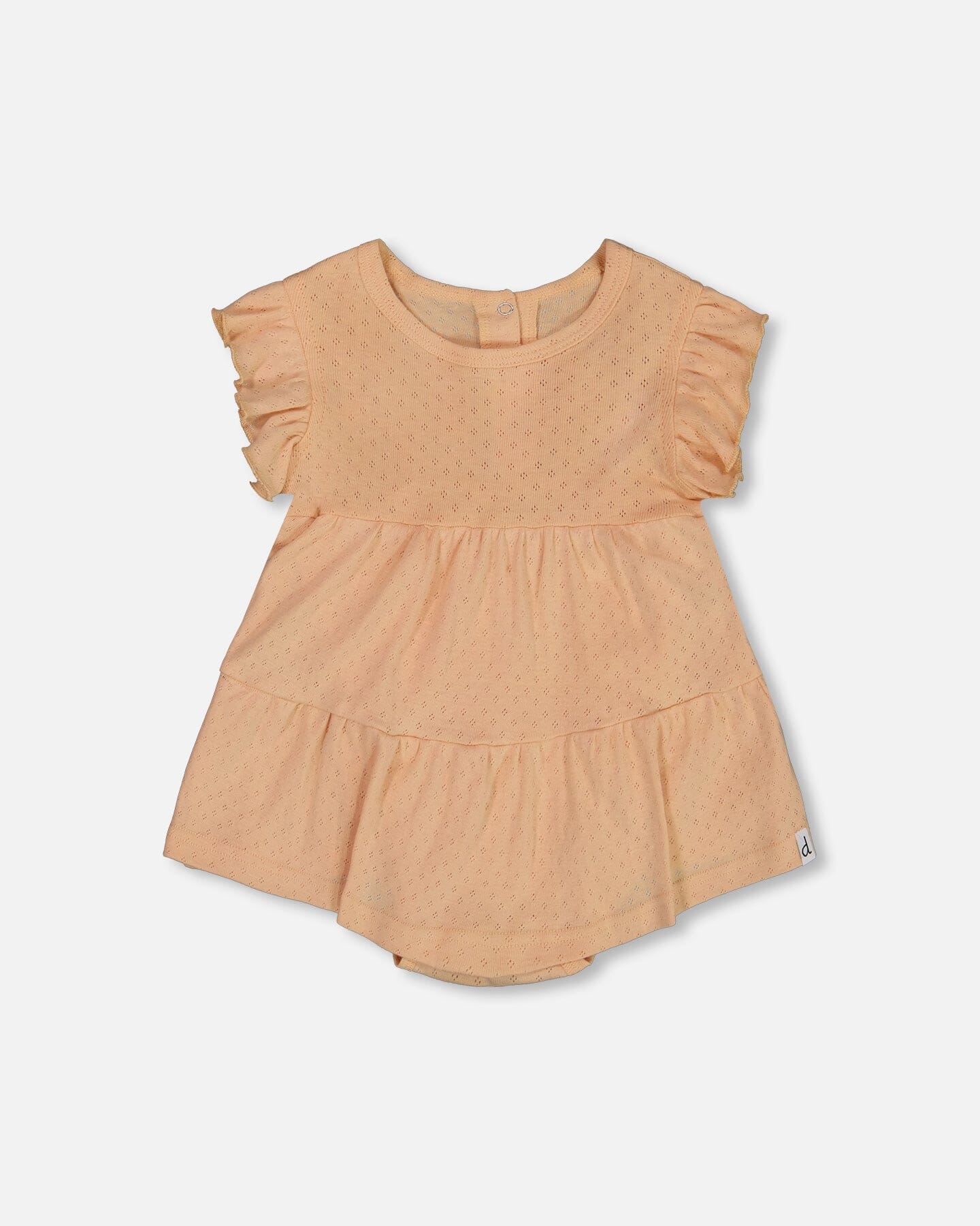 Organic Cotton Pointelle Romper Beige-0