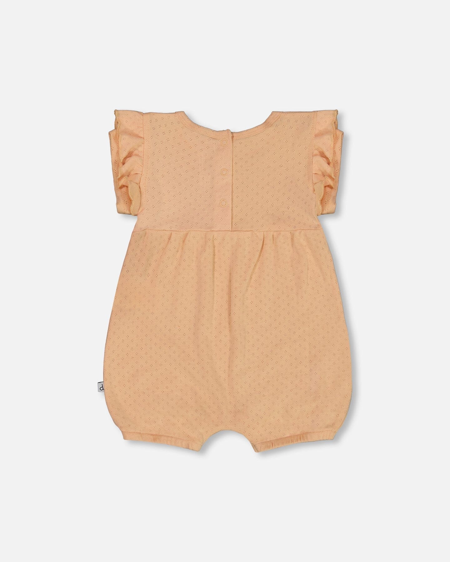 Organic Cotton Pointelle Romper With Frills Beige-1