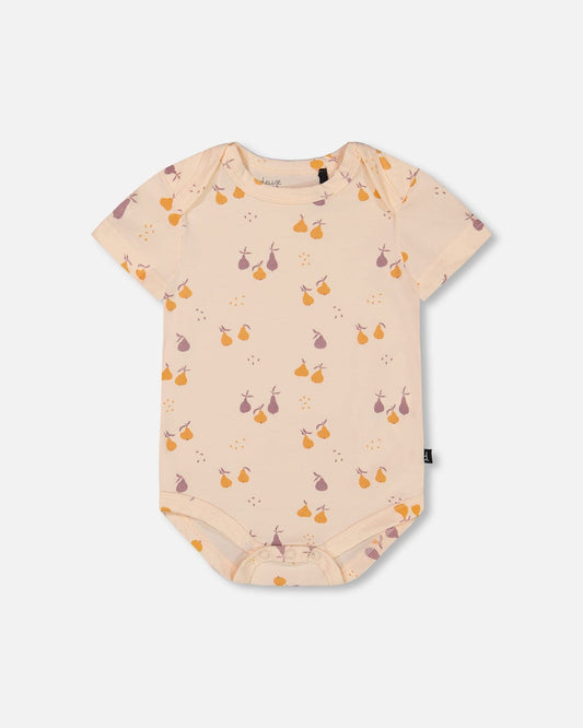 Organic Cotton Onesie Peach Printed Pears-0