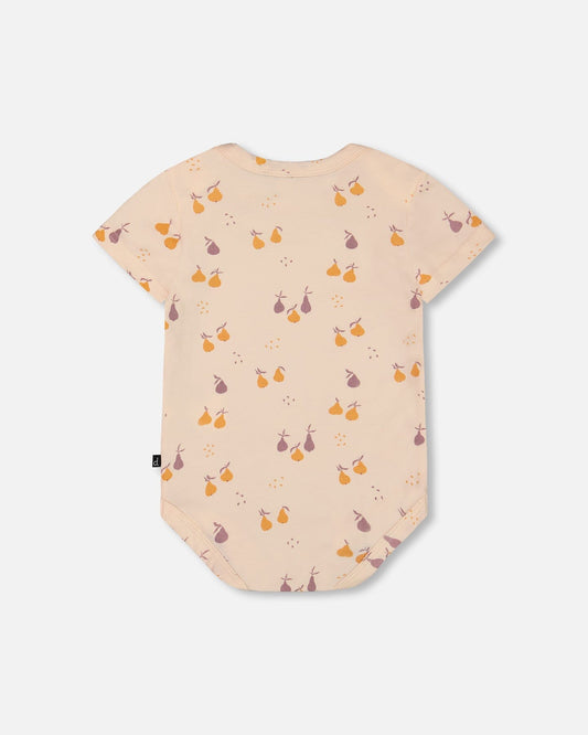 Organic Cotton Onesie Peach Printed Pears-1
