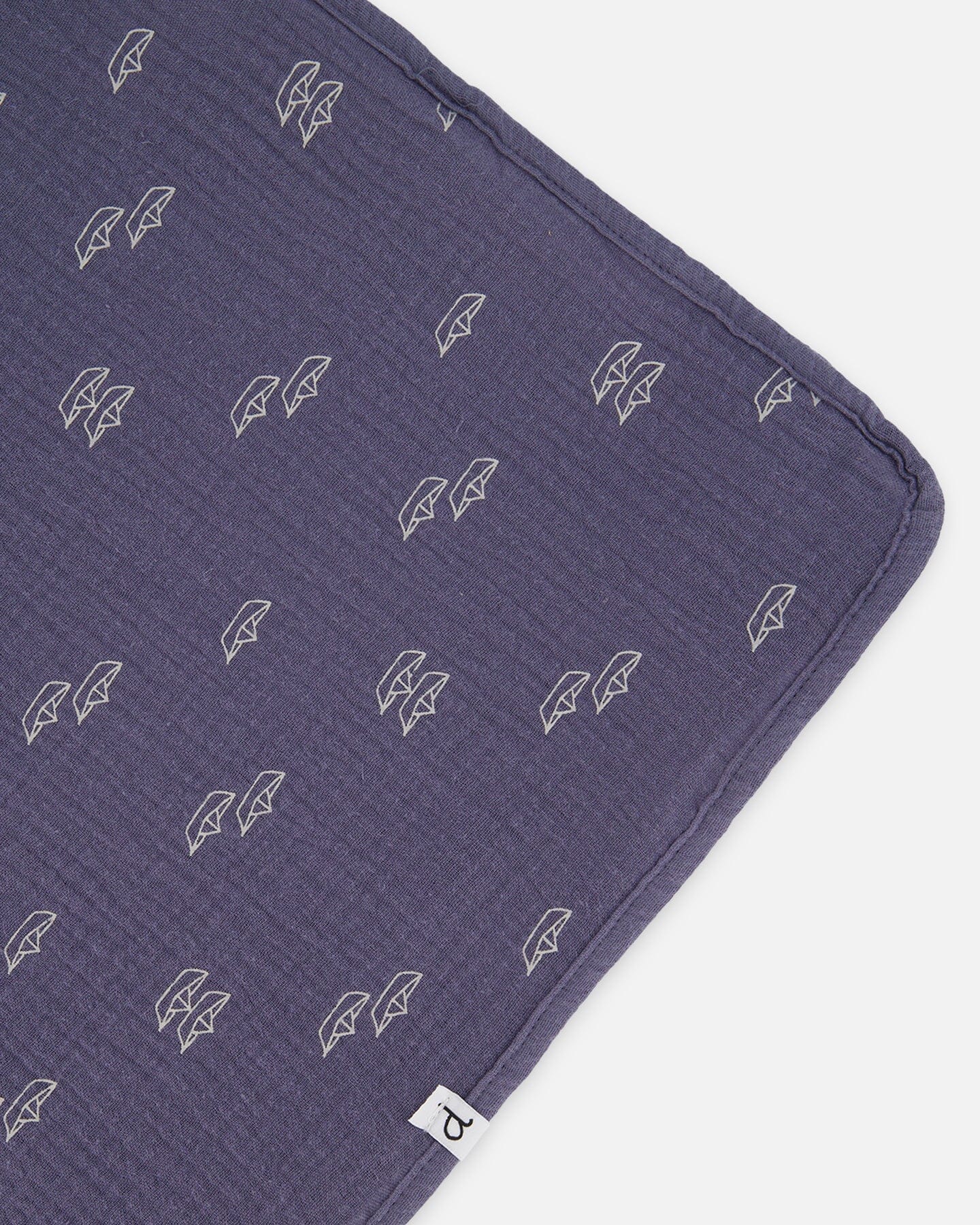 Printed Muslin Blanket Navy Blue Paper Boats-2