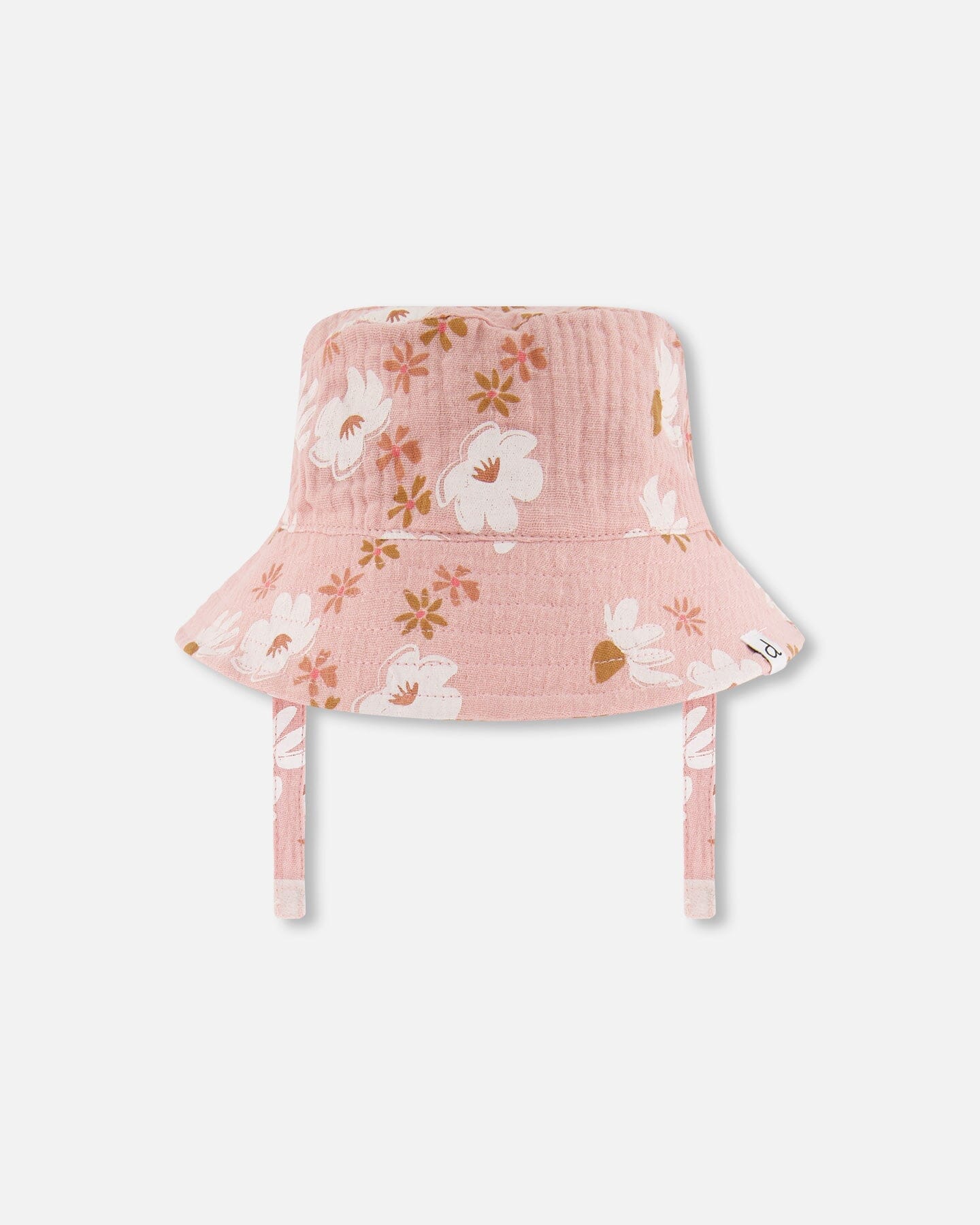 Printed Muslin Bucket Hat Pink And White Flowers-0