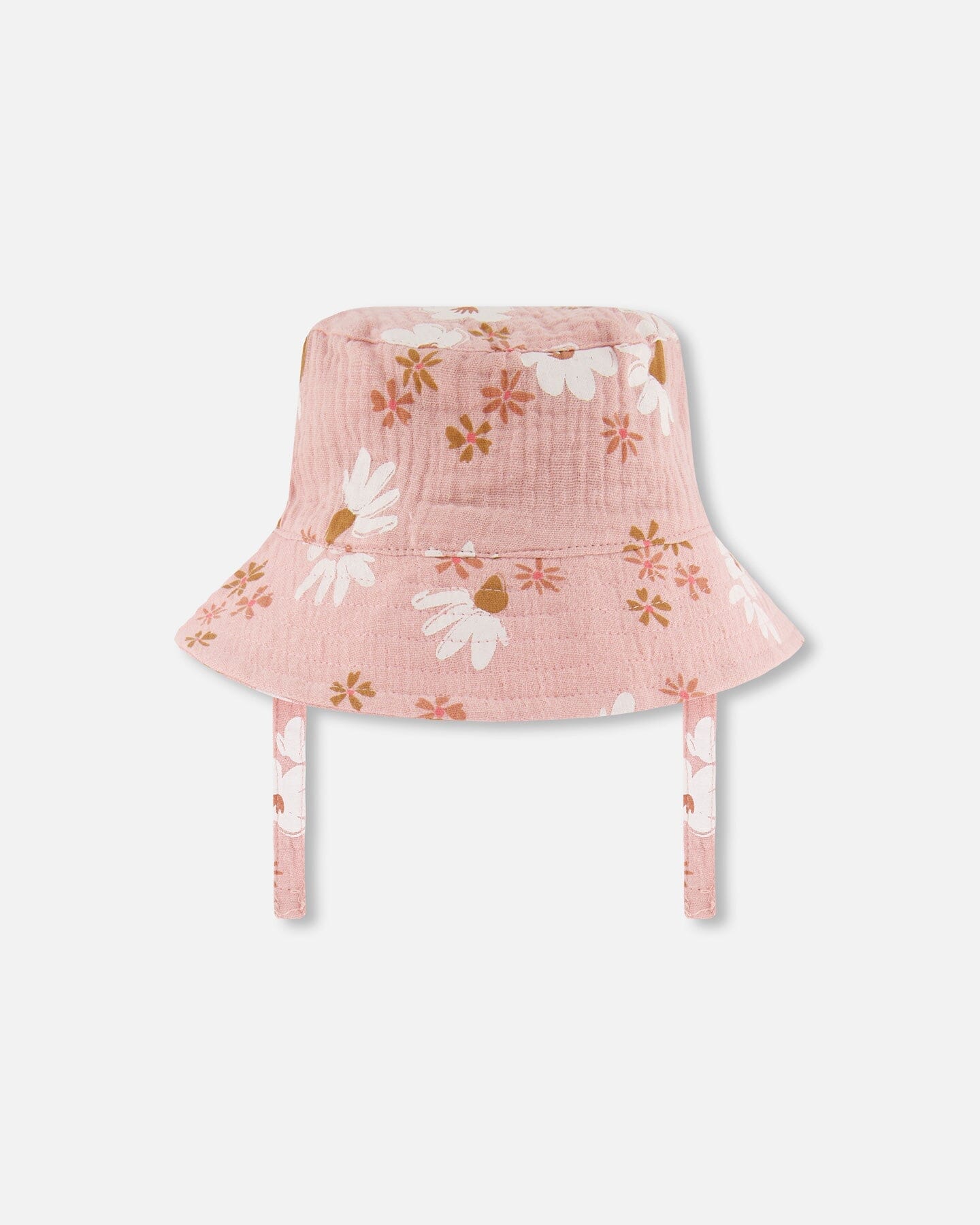 Printed Muslin Bucket Hat Pink And White Flowers-2