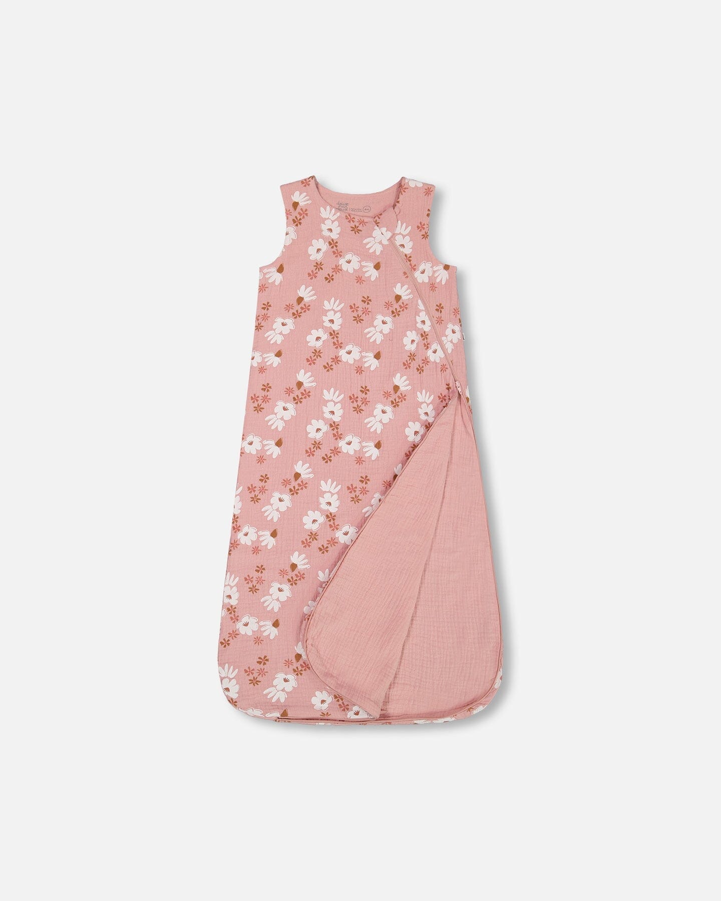 Printed Muslin Sleep Sack Pink And White Flowers-2