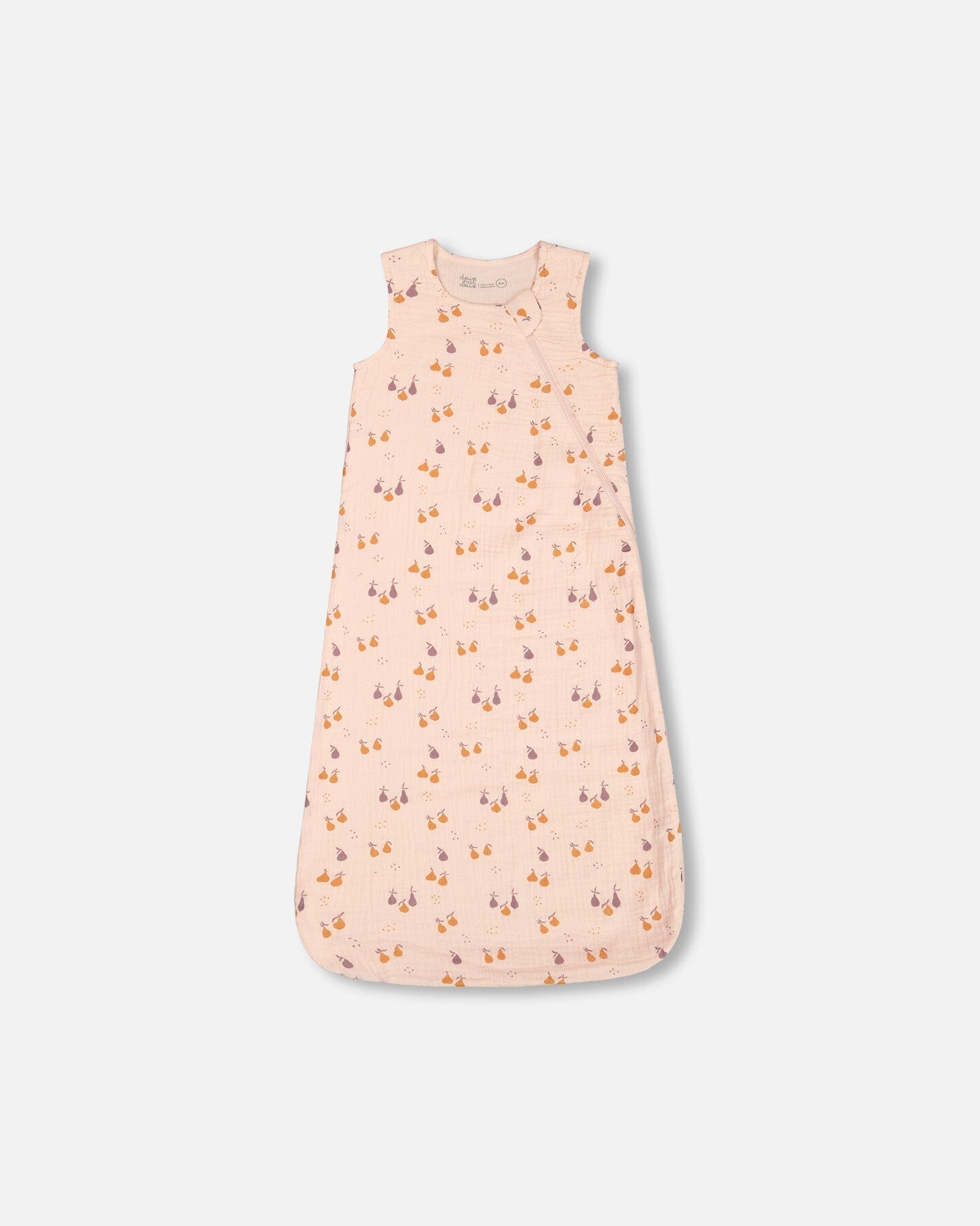 Printed Muslin Sleep Sack Peach With Pears-0