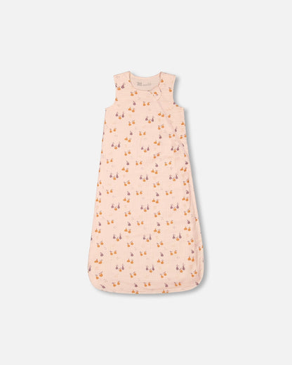 Printed Muslin Sleep Sack Peach With Pears-0