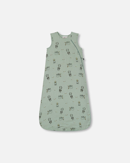 Printed Muslin Sleep Sack Sage Monkey-0