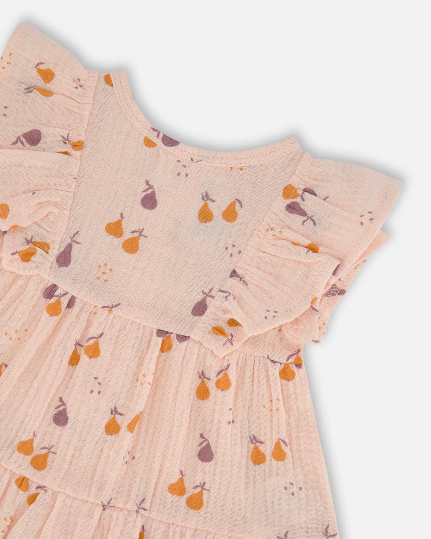 Printed Muslin Tunic And Organic Cotton Legging Set Peach With Pears And Purple-2
