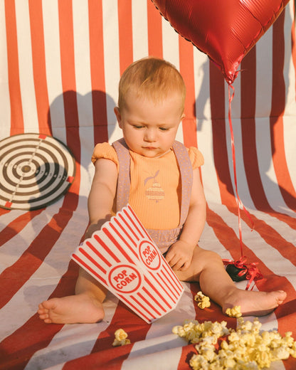 Printed Organic Cotton Onesie And Shortall Set Orange And Purple-1