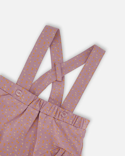 Printed Organic Cotton Onesie And Shortall Set Orange And Purple-3