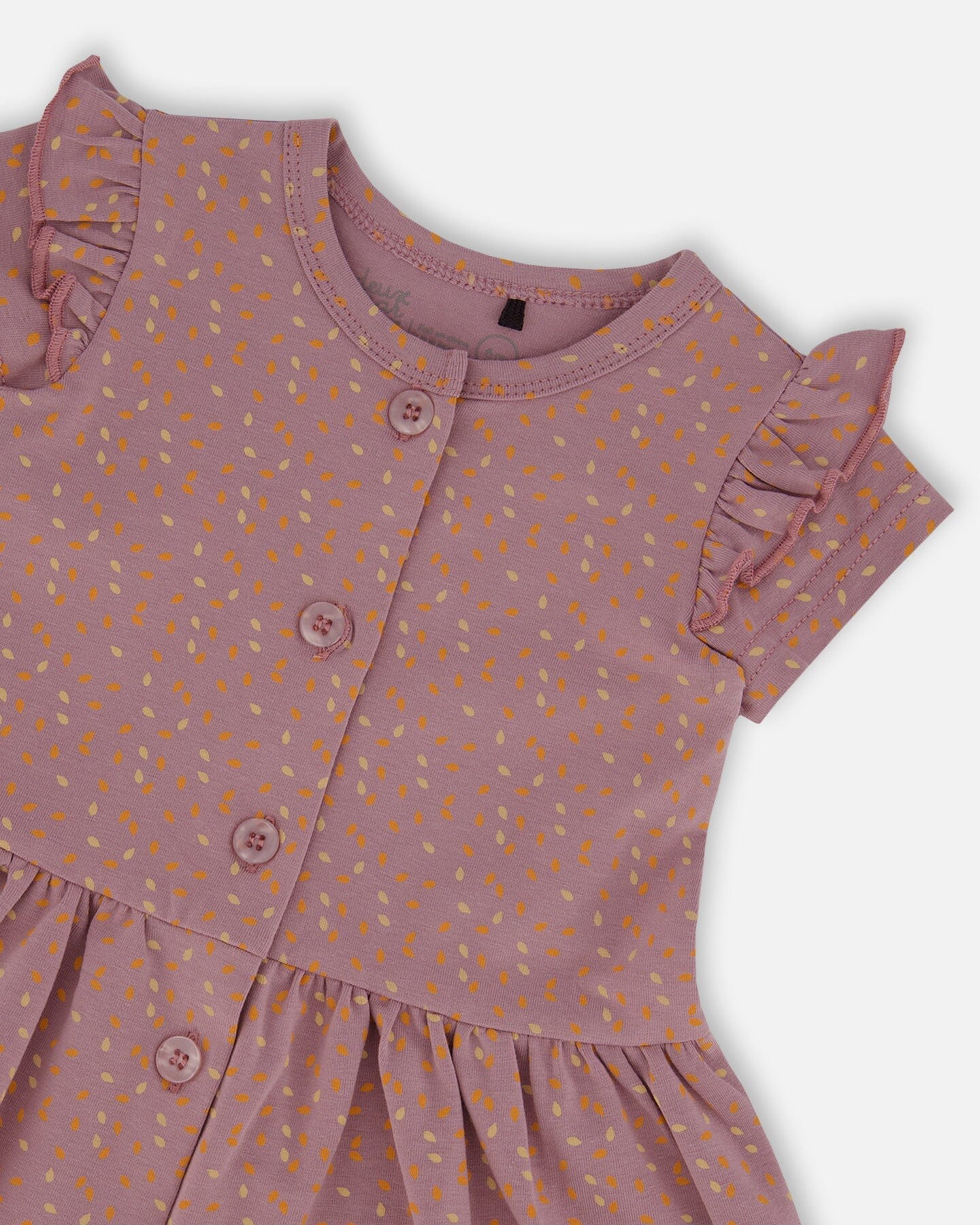 Printed Organic Cotton Dress And Solid Leggings Set Orange And Purple-2