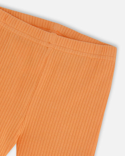 Printed Organic Cotton Dress And Solid Leggings Set Orange And Purple-3