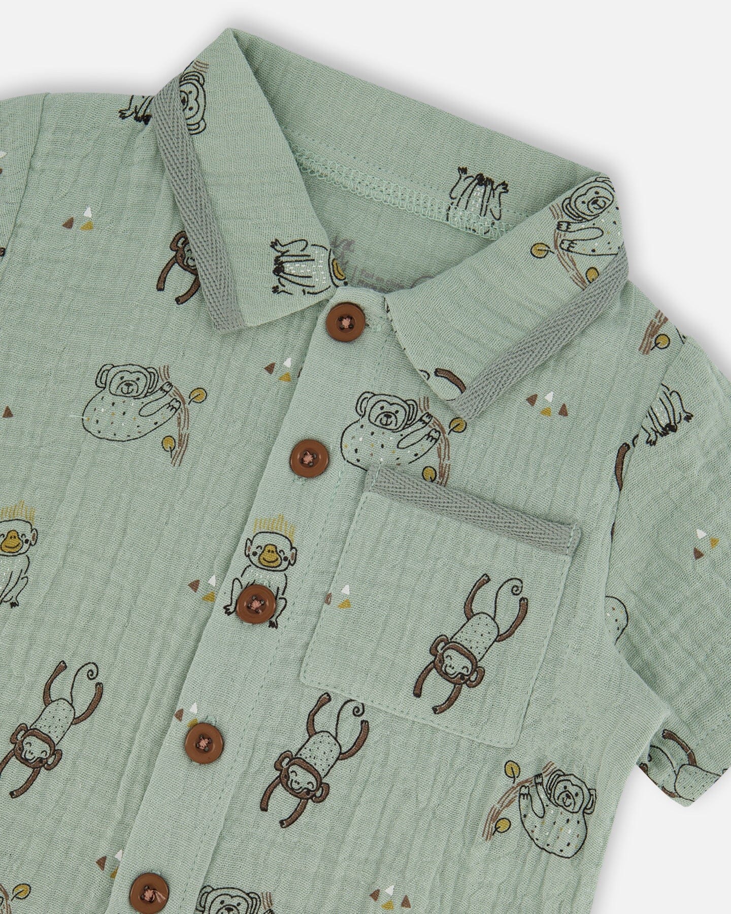 Printed Muslin Shirt And Short Set Sage Monkey-2