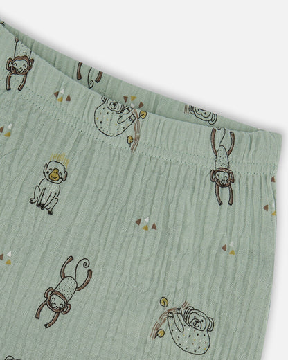 Printed Muslin Shirt And Short Set Sage Monkey-3