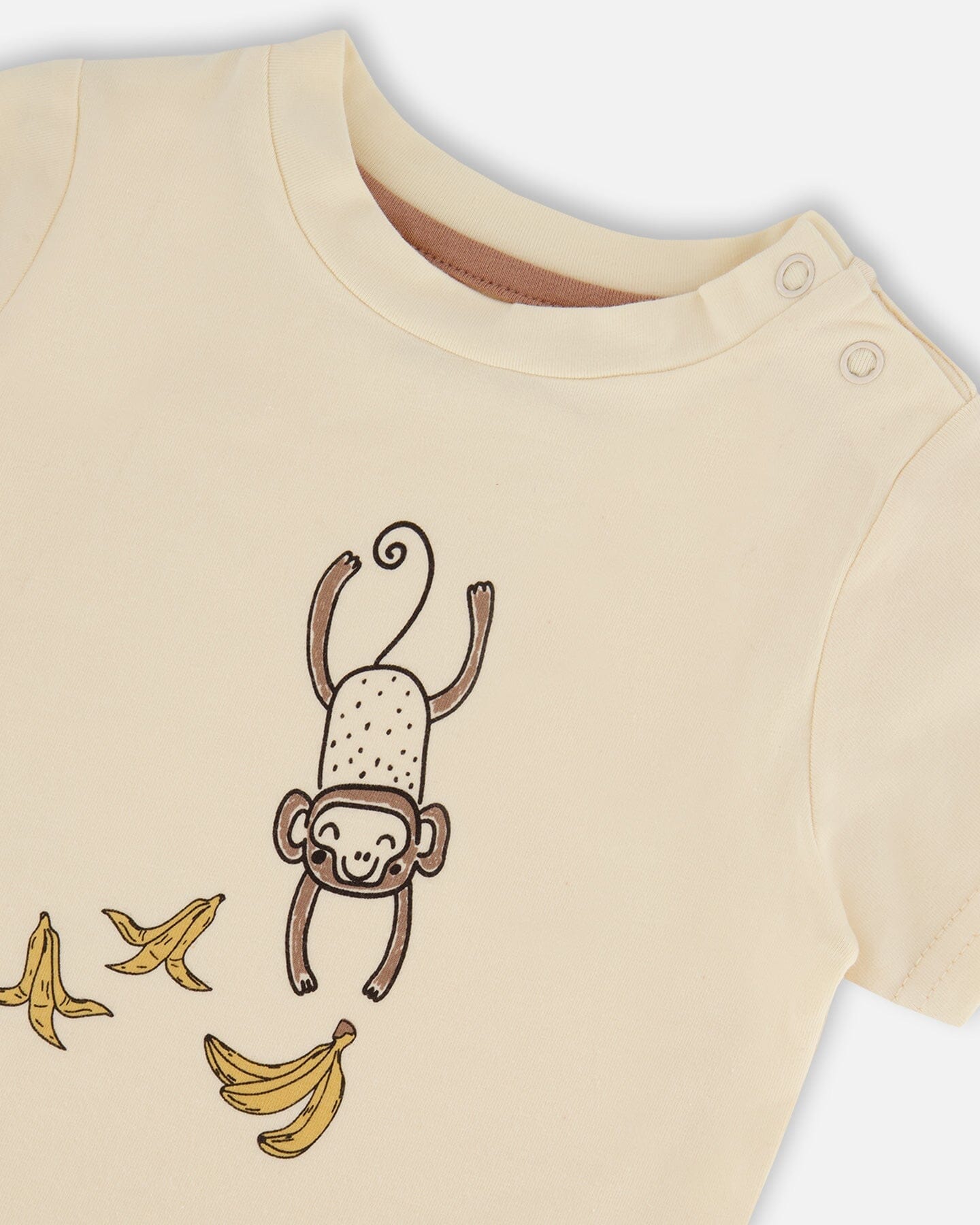 Printed Organic Cotton Top And Short Set Yellow Bananas And Off-White-3