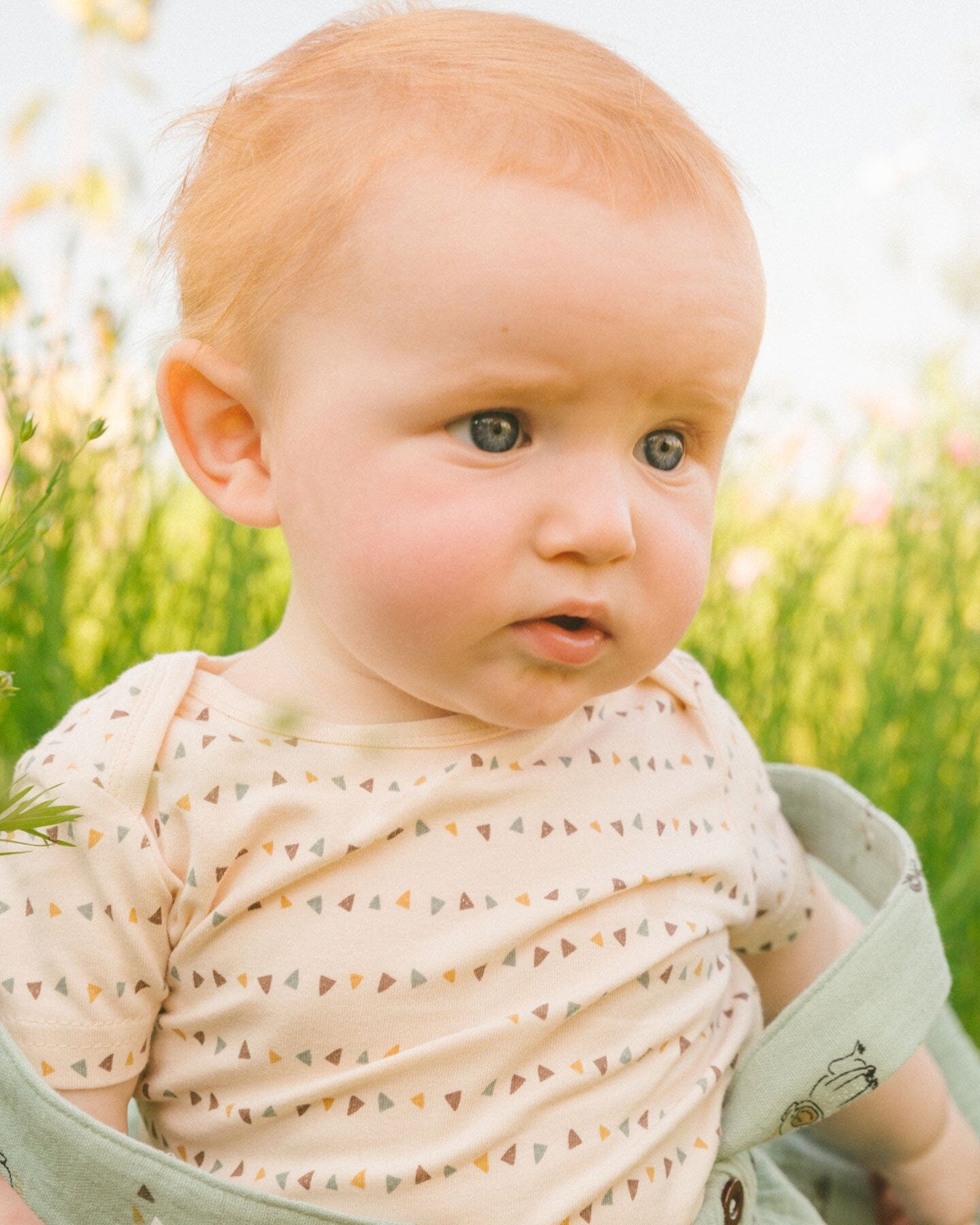 Printed Muslin Shortall And Organic Cotton Onesie Set Sage Monkey And Off-White-3