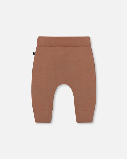 Printed Organic Cotton Evolutive Pant Brown And Monkeys-1
