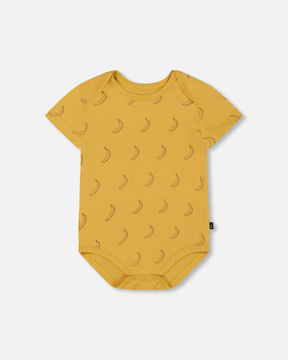 Organic Cotton Onesie Printed Yellow Bananas-0