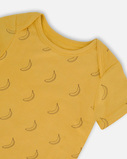 Organic Cotton Onesie Printed Yellow Bananas-2