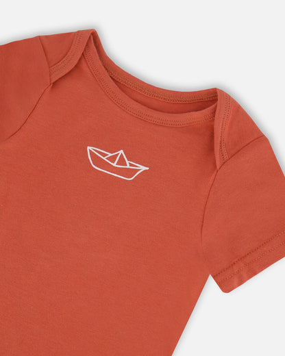 Organic Cotton Onesie Terracotta-3