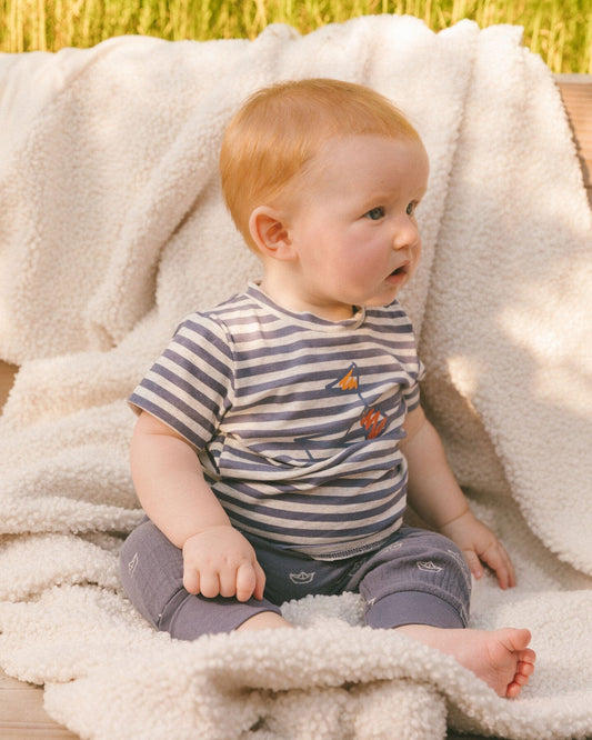 Organic Cotton Top And Muslin Pant Set Striped Navy-1
