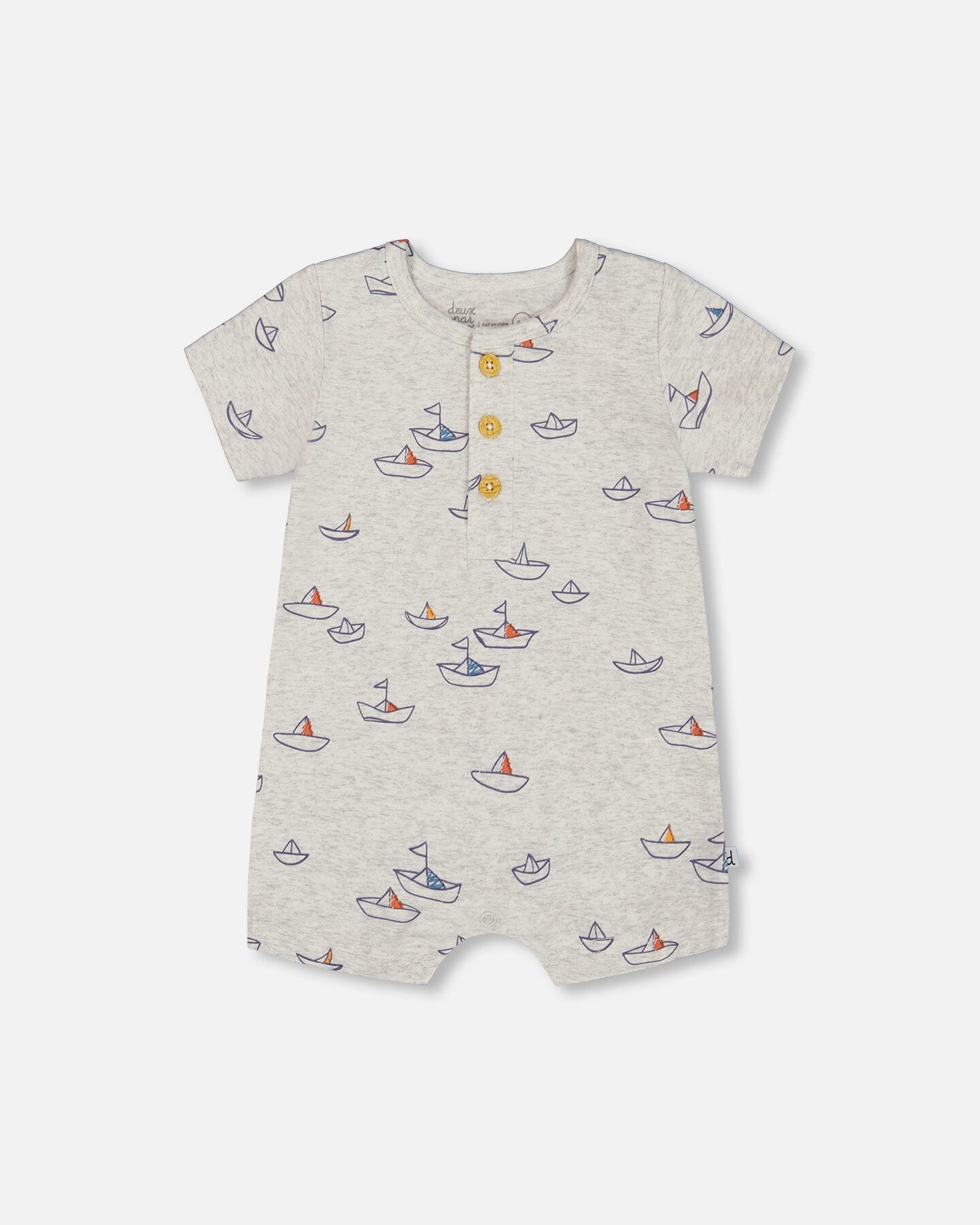 Organic Cotton Printed One-Piece Romper Little Paper Boats-0