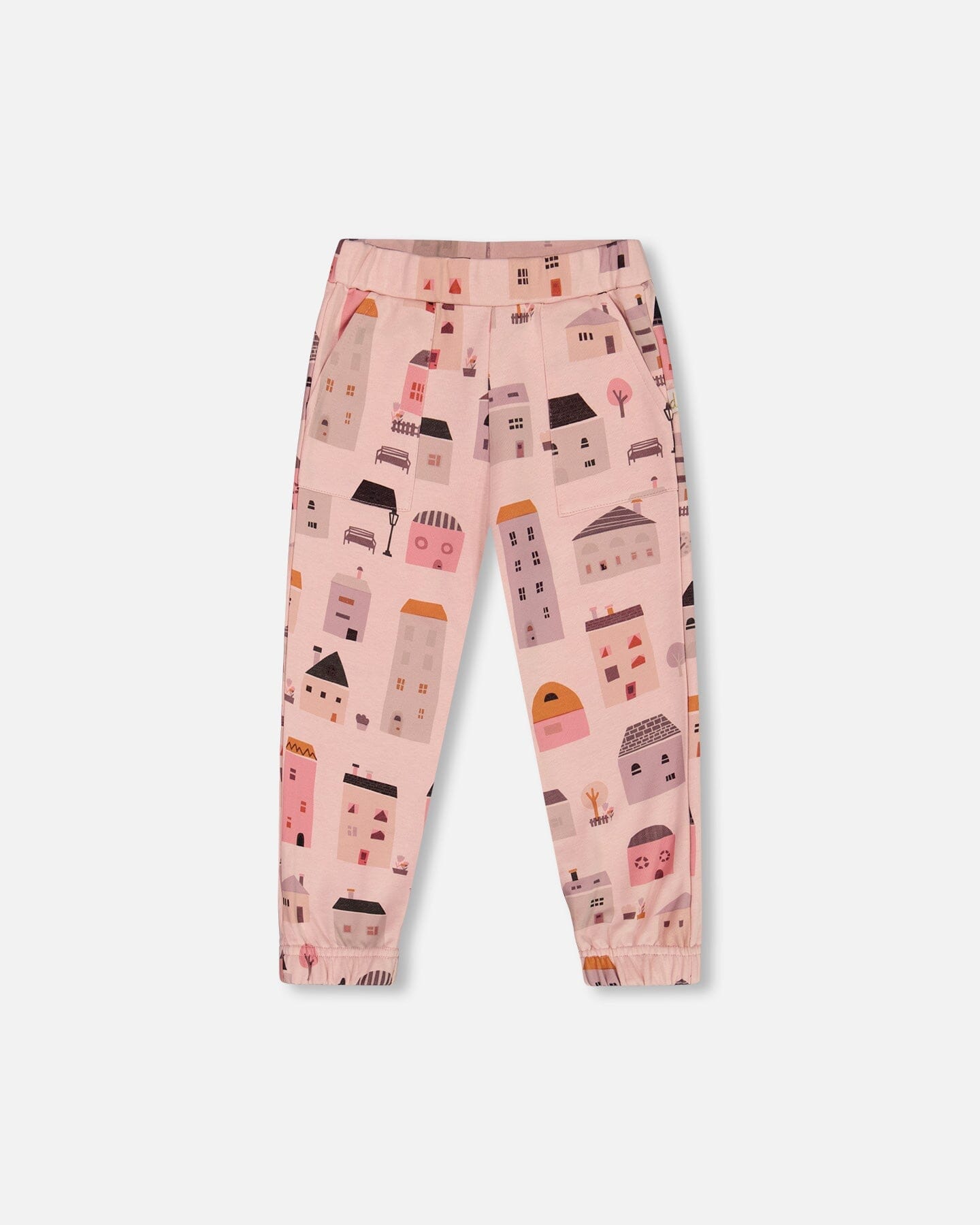 Printed French Terry Sweatpant Pink And Coral Houses-0