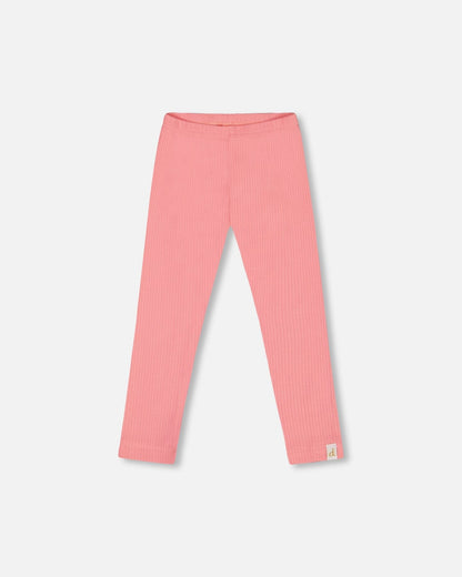 Flat Back Rib Leggings Coral Pink-0