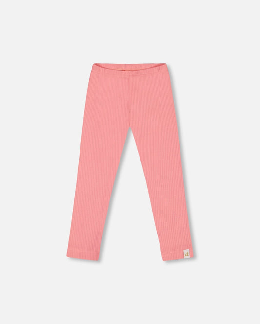 Flat Back Rib Leggings Coral Pink-0