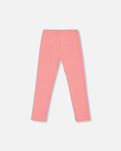 Flat Back Rib Leggings Coral Pink-1