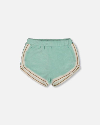 Terry Cloth Short Turquoise And Beige-0