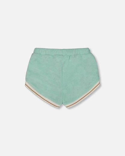 Terry Cloth Short Turquoise And Beige-2