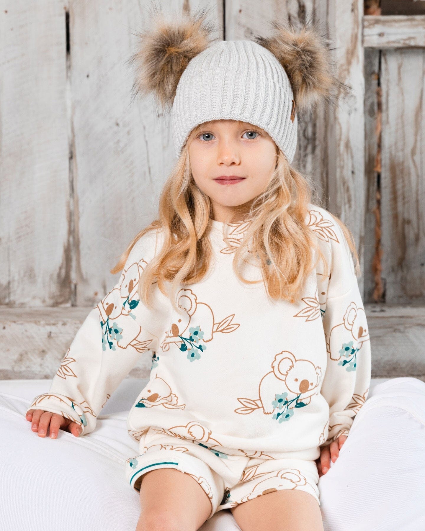 Printed French Terry Sweatshirt Off-White And Koala-1