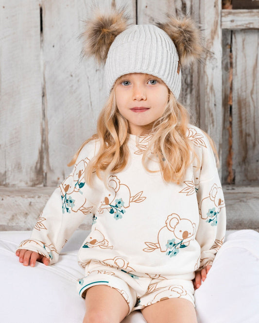 Printed French Terry Sweatshirt Off-White And Koala-1