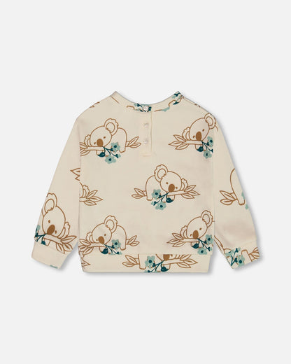 Printed French Terry Sweatshirt Off-White And Koala-3
