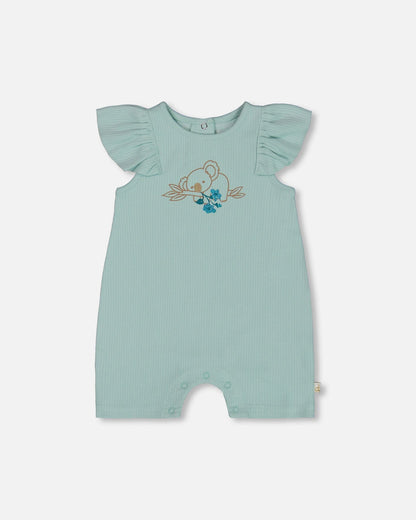 Organic Cotton Romper With Frills Light Blue-0