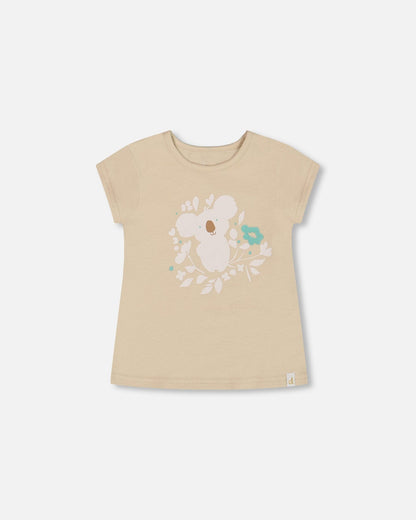 Organic Cotton Tee Beige And Cream Koala-0