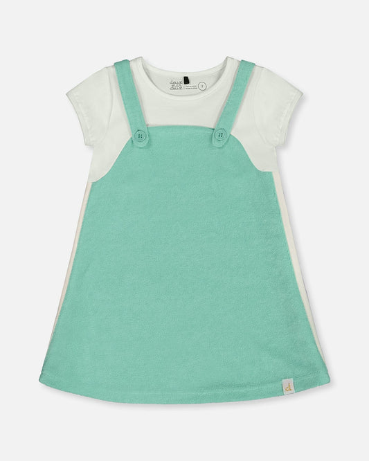 Terry Cloth Dress Turquoise And Off-White-0